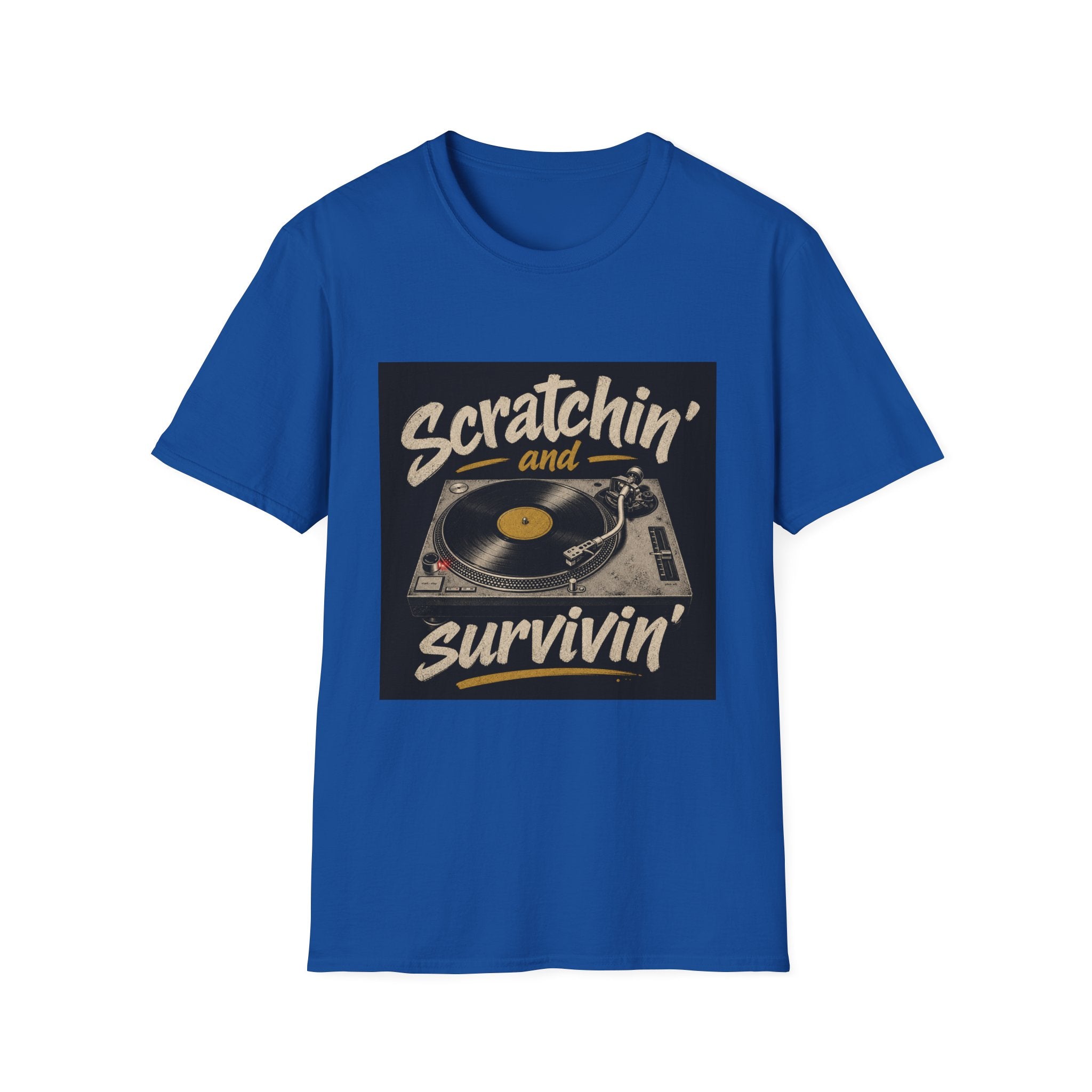 Scratchin' and Survivin' Turntable Shirt | DJ Record Player Tee